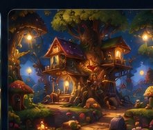 A magical treehouse scene from the game
